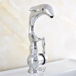 Polished Chrome Brass Animal Dolphin Kitchen Sink Faucet Swivel Mixer Tap fsf853