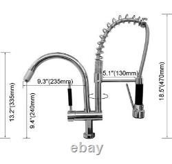 Polished Chrome Kitchen Faucet Swivel Sink Bar Pull Out Sprayer Mixer Tap Zsf079