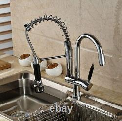 Polished Chrome Kitchen Faucet Swivel Sink Bar Pull Out Sprayer Mixer Tap Zsf079