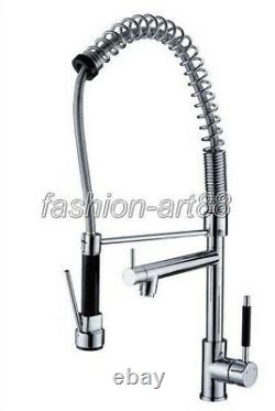 Polished Chrome Pull Out Spray Kitchen Sink Faucet Swivel Pull-down Spout fsf007