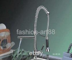 Polished Chrome Pull Out Spray Kitchen Sink Faucet Swivel Pull-down Spout fsf007