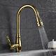Polished Gold Kitchen Pull Out Spray Sink Faucet One Handle Swivel Mixer Tap