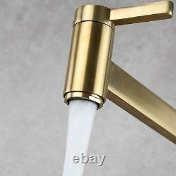 Pot Filler Faucet Wall Mount Brushed Gold Folding Stretchable Kitchen Brass Tap