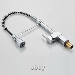 Pull Down Kitchen Sink Faucet 360 Free Rotation Spring Hot Cold Mixer Tap Chrome