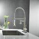Pull Down Kitchen Sink Faucet Commercial Deck Brushed Nickel Mixer Tap With Cover