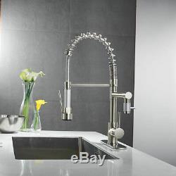 Pull Down Kitchen Sink Faucet Commercial Deck Brushed Nickel Mixer Tap With Cover