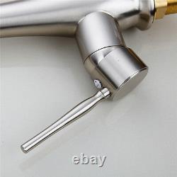 Pull Down Spray Kitchen Sink Faucet Mixer Tap Swivel Single Hole Brushed Nickel