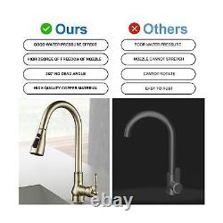 Pull Out Kitchen Faucet, Bar Sink Faucet Single Hole Copper Mixer Taps with Pu