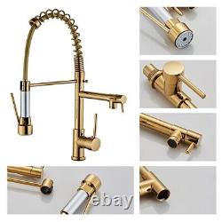 Pull Out Kitchen Faucet Gold Sink Mixer Tap Vanity Water Tap Rotating Faucets