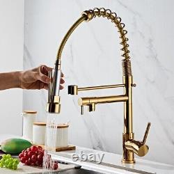 Pull Out Kitchen Faucet Gold Sink Mixer Tap Vanity Water Tap Rotating Faucets