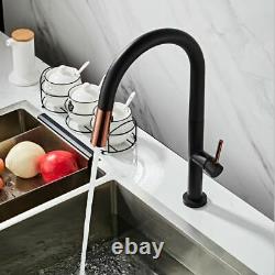 Pull Out Kitchen Faucet Rose Gold And White Sink Mixer Tap 360 Degree Rotation