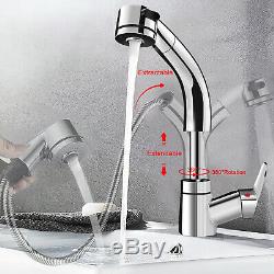Pull-Out Kitchen Faucet Swivel Spout Sink With Sprayer Single Handle Mixer Tap