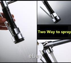 Pull Out Swivel Spout Chrome Brass Kitchen Faucet Sprayer Vessel Sink Mixer Tap