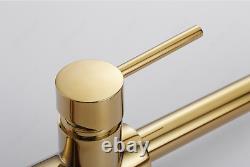 Pull Out and Down Kitchen Brass Basin Sink Faucet Deck Mount Mixer Tap, Gold