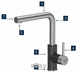 Quadron Angelina Pull Out Kitchen Sink Mixer Tap Stainless Steel Black Finish