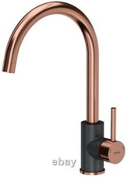 Quadron Ingrid Modern Kitchen Sink Mixer Tap Copper Black Finish Swivel Spout