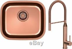 Quadron Steven Undermount Kitchen Sink + Marylin Pull Out Mixer Tap Copper Set