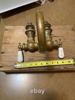 Reclaimed Brass faucet with porcelain handles-Antique