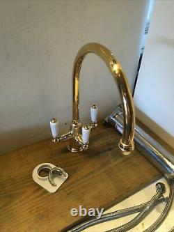 Refurbished Perrin & Rowe Polish Brass Filter Lever Kitchen Mixer Taps T74