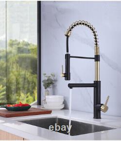 Rose+ Black Kitchen Sink Basin Mixer Deck Mounted Swivel Pull Down Taps Faucet