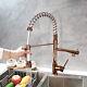 Rose Gold Brass Kitchen Faucet Single Handle Sink Pull Down Sprayer Mixer Taps