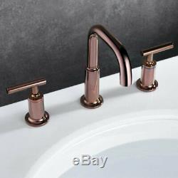 Rose Gold Brass Unique Luxury Bathroom Sink Faucets Hot&Cold Mixer Tap 2 handles
