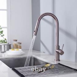 Rose Gold Kitchen Faucet Deck Mount Sink Pull Out Spray Mixer Tap Swivel Brass