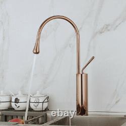 Rose Gold Kitchen Faucet Single Handle Swivel Spout Deck Mounted Sink Mixer Taps
