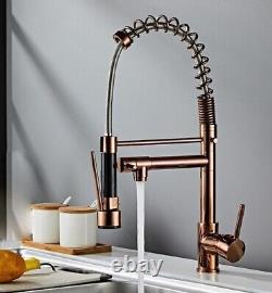 Rose Gold Kitchen Sink Tap Bathroom Spring Faucet Hot Cold Spout Mixer Copper