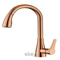 Rose Gold Kitchen Sink Tap Pull Out Spout Swivel Faucet Mixer Brass Deck Mounted