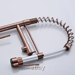 Rose Gold Kitchen Vanity Pull Down Faucet One Handle Deck Mounted Sink Mixer Tap