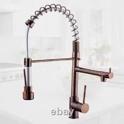 Rose Gold Kitchen Vanity Sink Mixer Pull Down Swivel Spout Tap Deck Mount Faucet