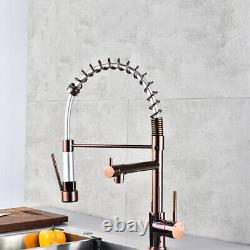 Rose Gold Kitchen Vanity Sink Mixer Pull Down Swivel Spout Tap Deck Mount Faucet