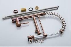 Rose Gold Two Functions Spring Kitchen Sink Brass Faucet Pull Out/Down Mixer Tap