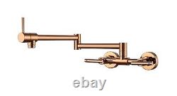 Rose gold Wall Mount Pot Filler Kitchen faucet Double Joint Spout hot cold water
