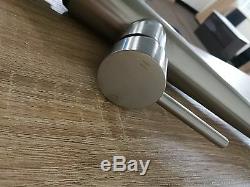 Round Brushed Nickel Chrome Pull Out Kitchen Laundry Sink Pin Lever Mixer