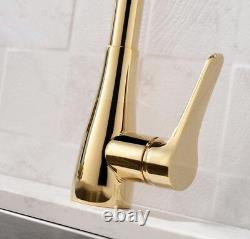 Rozin Gold Pull Out/Down Sprayer Kitchen Bar Sink Faucet Single Handle Mixer