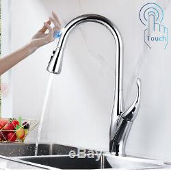 Sensor Chrome Kitchen Sink Faucet Touch On Single Handle 1Hole Swivel Mixer Tap
