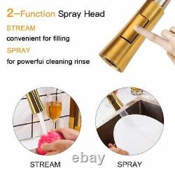 Sensor Touch Brushed Gold Kitchen Sink Faucet Pull Out Sprayer Swivel Mixer Tap