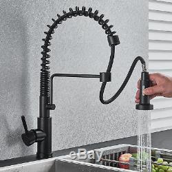 Sensor Touch Kitchen Sink Faucet With Pull Out Sprayer Mixer Tap Matt Black Brass