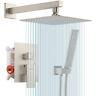 Shower Faucet Combo Set Wall Mount Rainfall Shower Head System with Mixer Valve