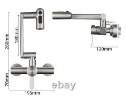 Single Handle Dual Holes Wall Mounted Brushed Nickel Kitchen Sink Mixer Faucet