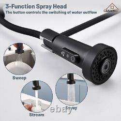 Single Handle Pull Down Sprayer Kitchen Faucet with Touchless Sensor & Deckplate