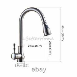 Single Handle Pull Out Kitchen Sink Faucet Swivel Spout Dual Sprayer Mixer Tap