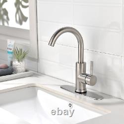 Single Hole Bathroom Faucet Modern Kitchen Vanity Sink Tap Deck Mount Mixer