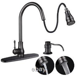 Sink Faucet Pull Down Sprayer Single Handle Mixer Tap Home Oil-Rubbed Kitchen
