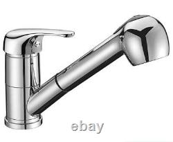 Small Stainless Steel Inset Kitchen Sink Bowl & Pull Out Spout Taps Set (KST093)