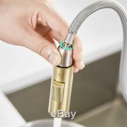 Smart Sensor Kitchen Sink Faucet Pull Out Mixer Touch Control Tap Brushed Gold