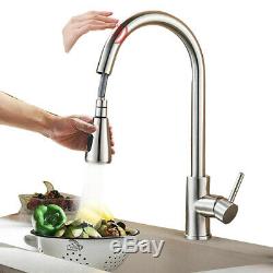 Smart Touch Sensor Kitchen Sink Faucet Pull Out Sprayer Single Hole Mixer Tap