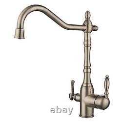 Solid Brass 3-in-1 Filtered Water Kitchen Faucet Traditional Triflow Bronze